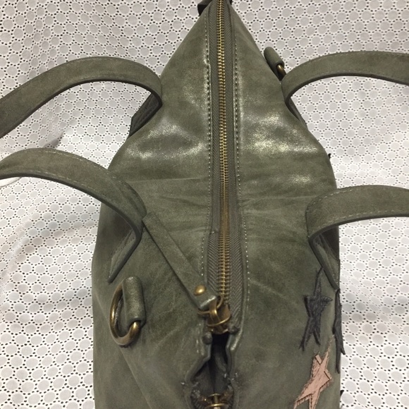 Urban Expressions VEGAN leather Purse olive army green stars black gold - Picture 8 of 8